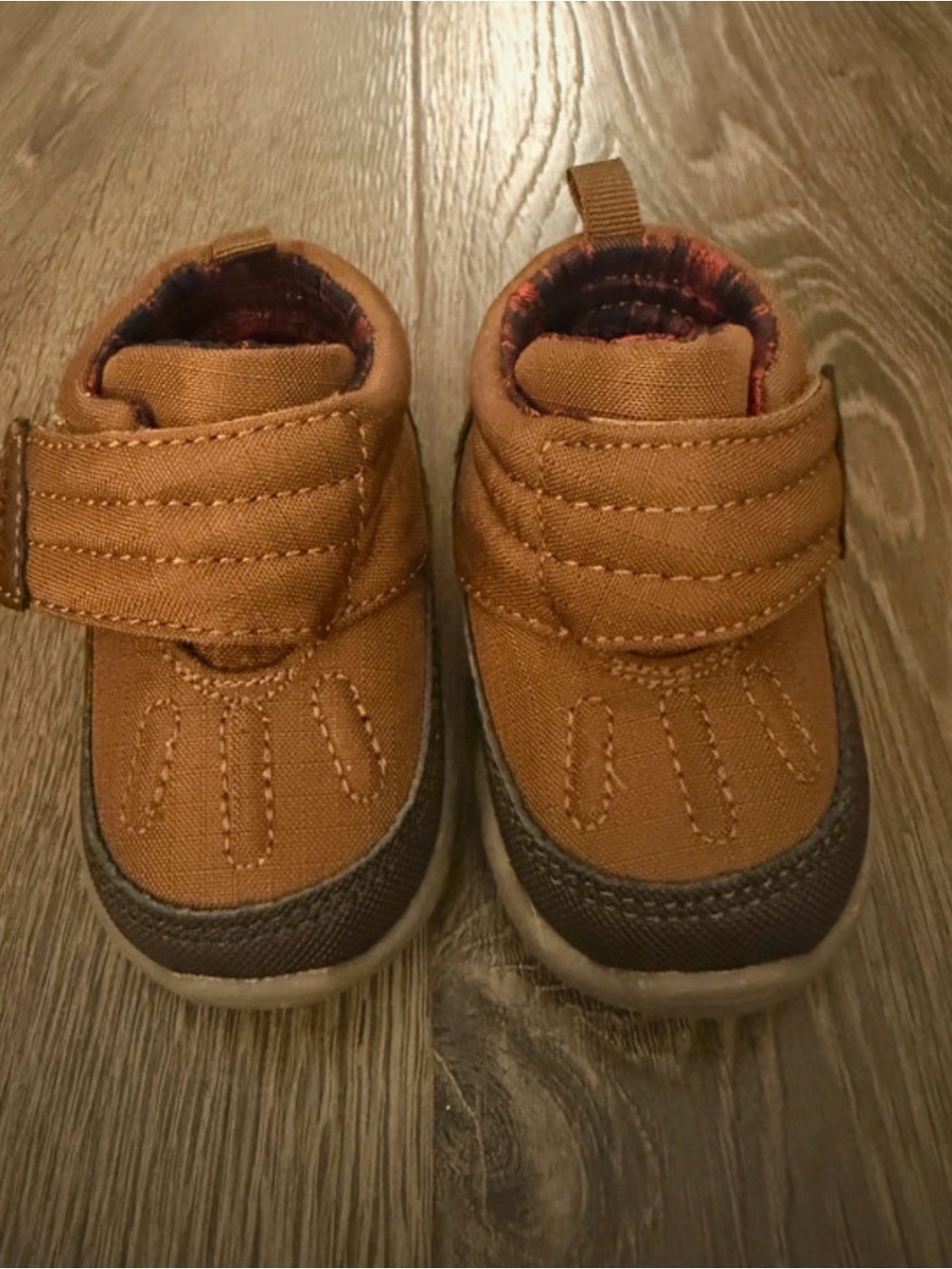 Carter's Tan and Brown Hook-and-Loop Baby Walker Shoes